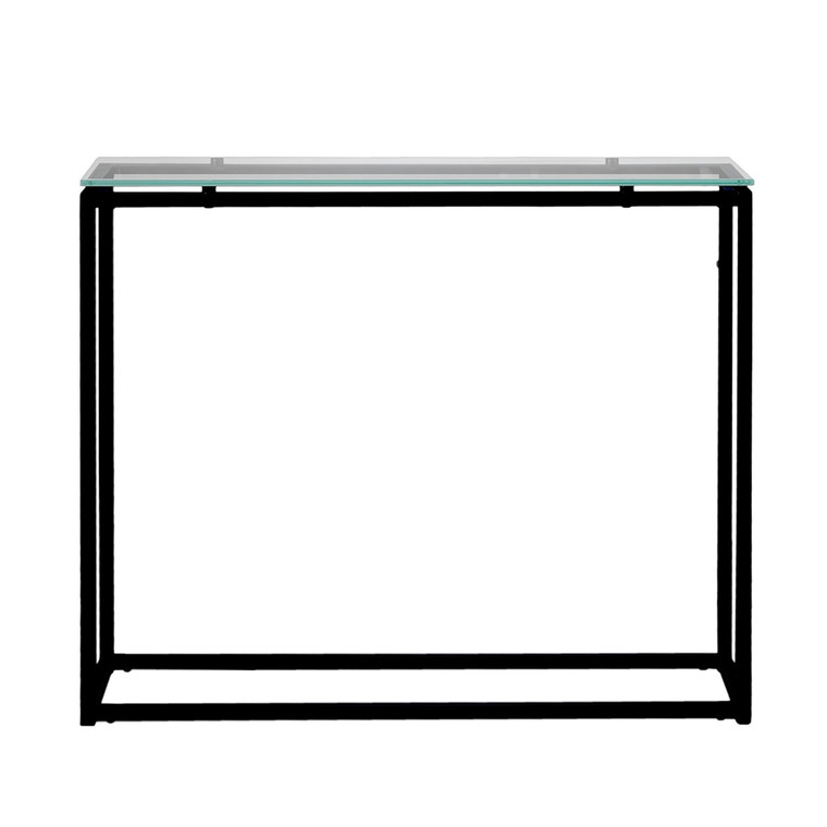 Homeroots Geo Rectangle Clear Glass And Black Console Table 400519