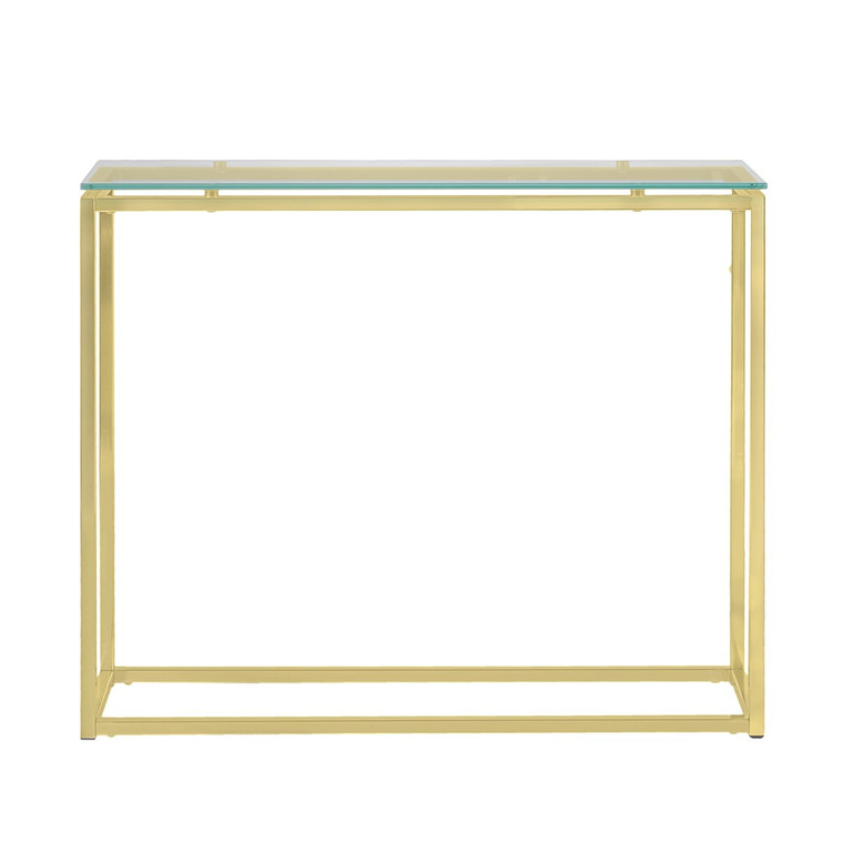 Homeroots Geo Rectangle Clear Glass And Gold Console Table 400520
