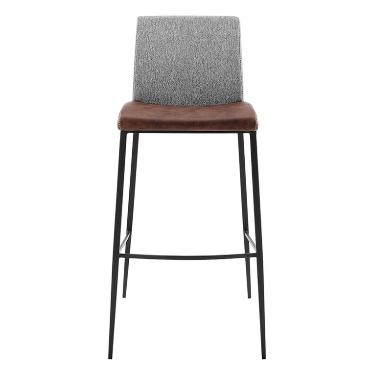 Homeroots Set Of Two Brown And Gray Bar Stools 400574