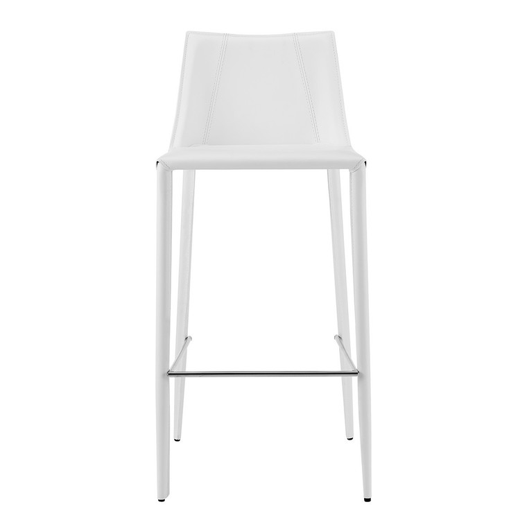 Homeroots Rich White Faux Leather Bar Stool 400607