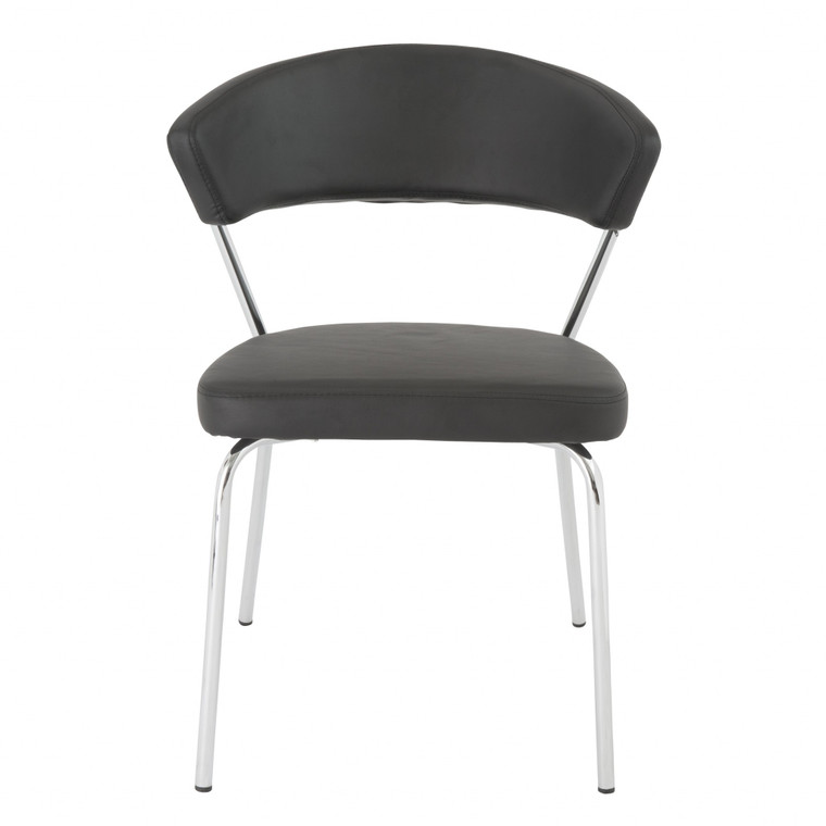 Homeroots Set Of Two Curved Black Chrome Dining Chairs 400669