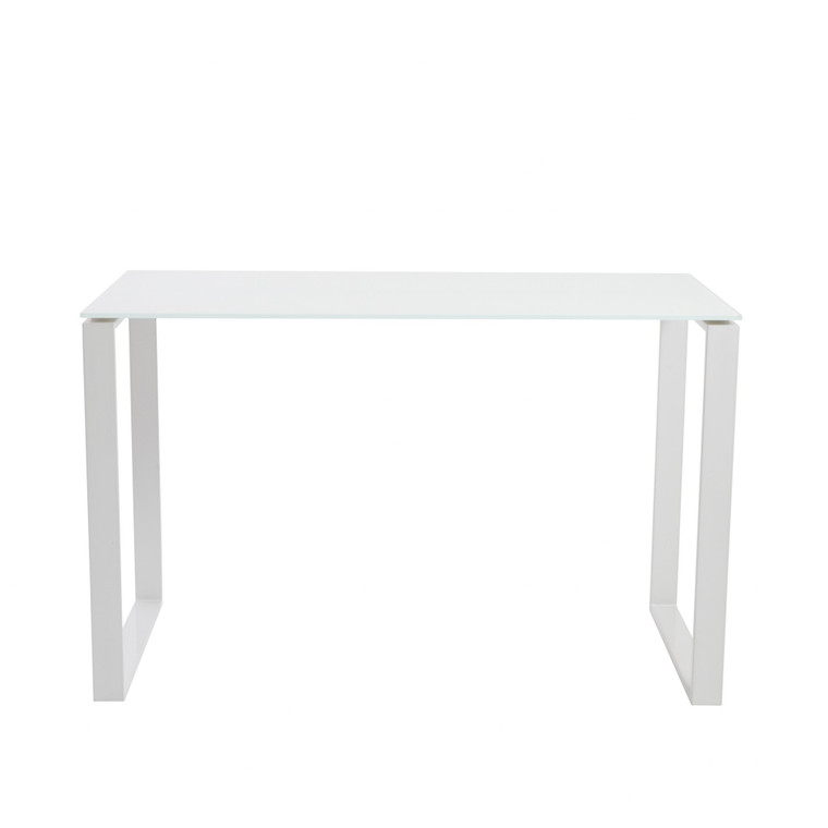 Homeroots Pro Mod White Glass And White Steel Desk 400741