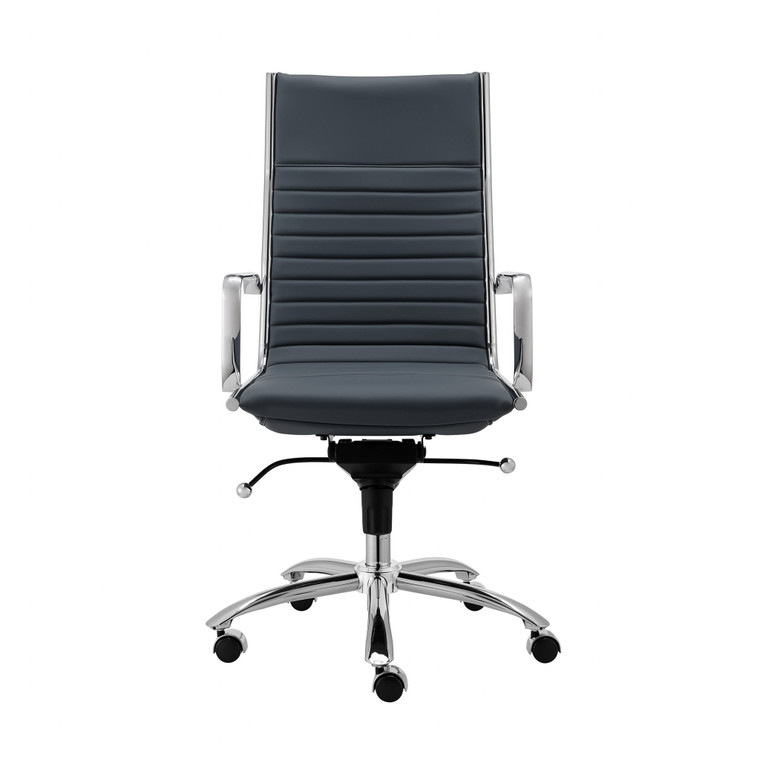 Homeroots Executive Blue And Chrome High Back Office Chair 400757