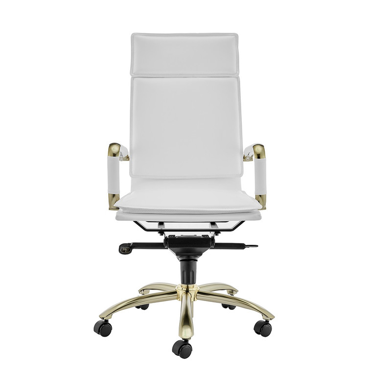 Homeroots Corner Office White And Gold High Back Office Chair 400760