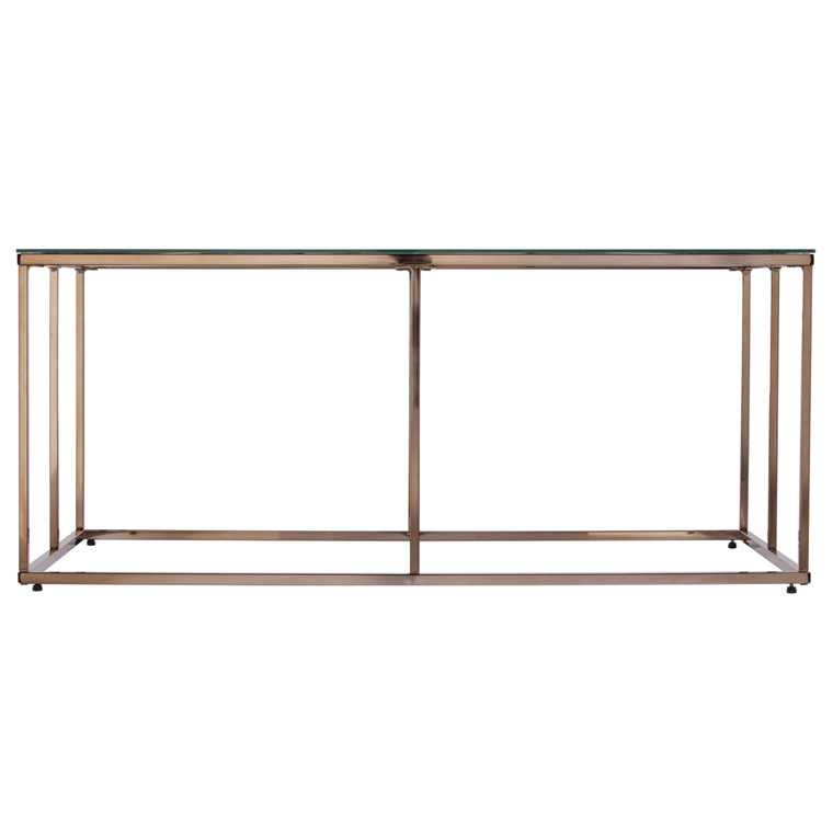 Homeroots 42" Champagne Glass And Metal Geometric Coffee Table 402124