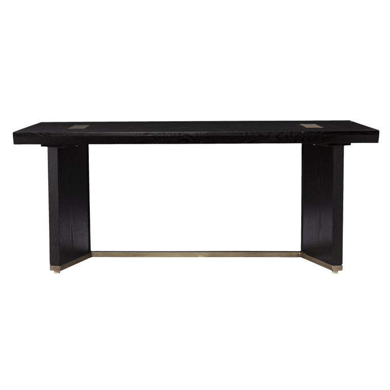 Homeroots 48" Black Solid Manufactured Wood And Metal Rectangular Coffee Table 402132