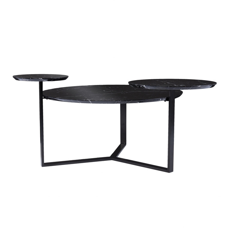 Homeroots 43" Black Solid Manufactured Wood And Metal Free Form Coffee Table 402144
