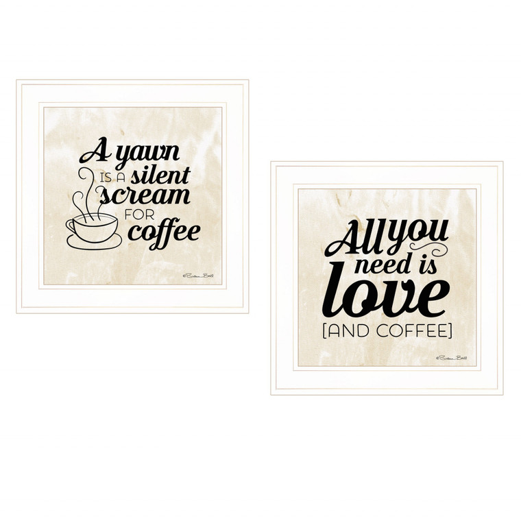 Homeroots Set Of Two All You Need Is Coffee 1 White Framed Print Wall Art 406164