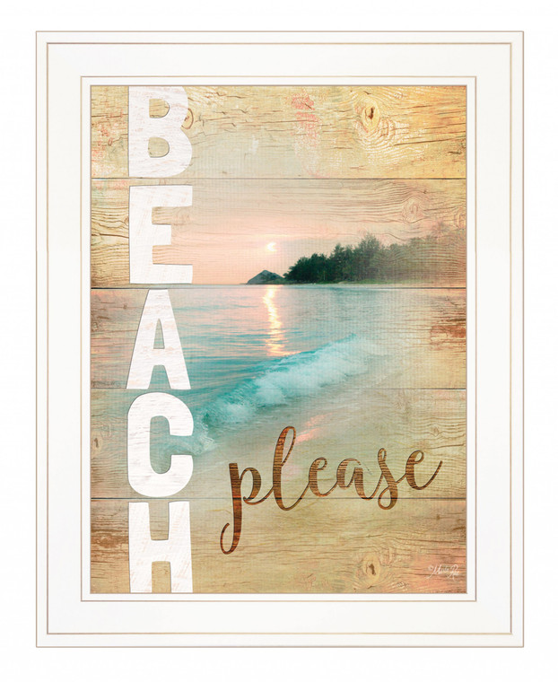 Homeroots Beach Please 1 White Framed Print Wall Art 407762