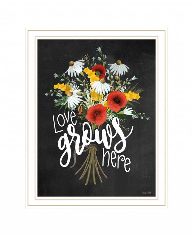 Homeroots Love Grows Here White Framed Print Wall Art 416219