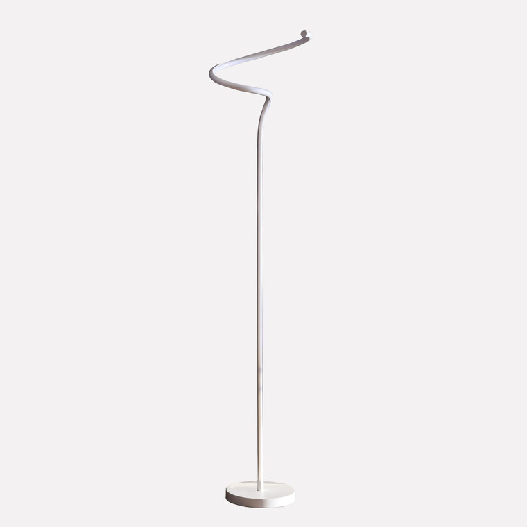 Homeroots 51" White Led Novelty Curvy Spiral Floor Lamp 431841