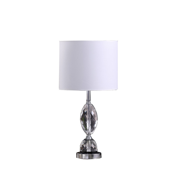 Homeroots 24" Silver Crystal Standard Table Lamp With White Shade 461339