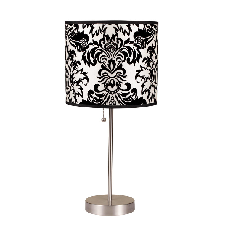 Homeroots 20" Silver Metal Table Lamp With Black And White Classic Drum Shade 468590