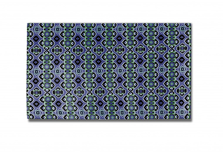 Homeroots Blue And Green Geometric Non Skid Area Rug 471018