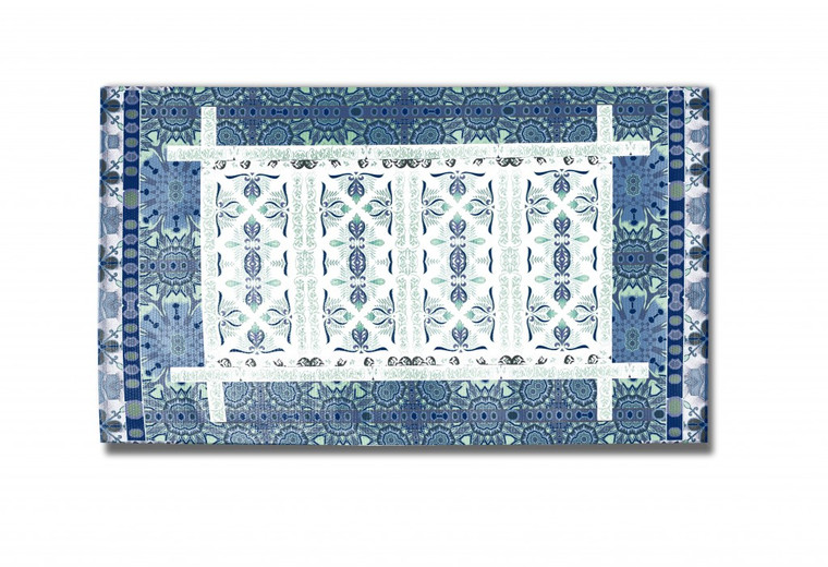 Homeroots 5' X 7' White And Blue Oriental Area Rug 471131