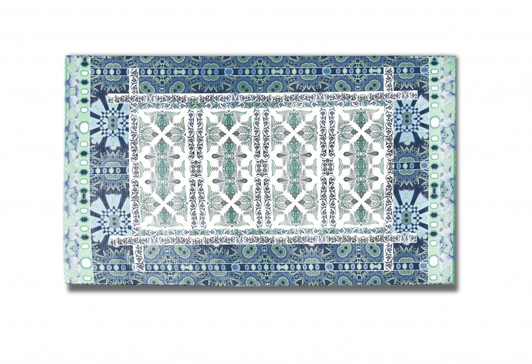 Homeroots 5' X 7' Green And Blue Oriental Area Rug 471132