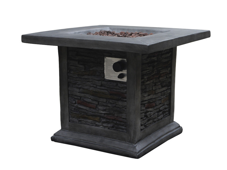 Homeroots Outdoor Grey Stone Fire Pit With Lava Rocks 475087