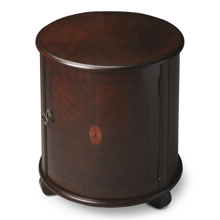 Homeroots 24" Dark Brown And Cherry Manufactured Wood Round End Table 476450