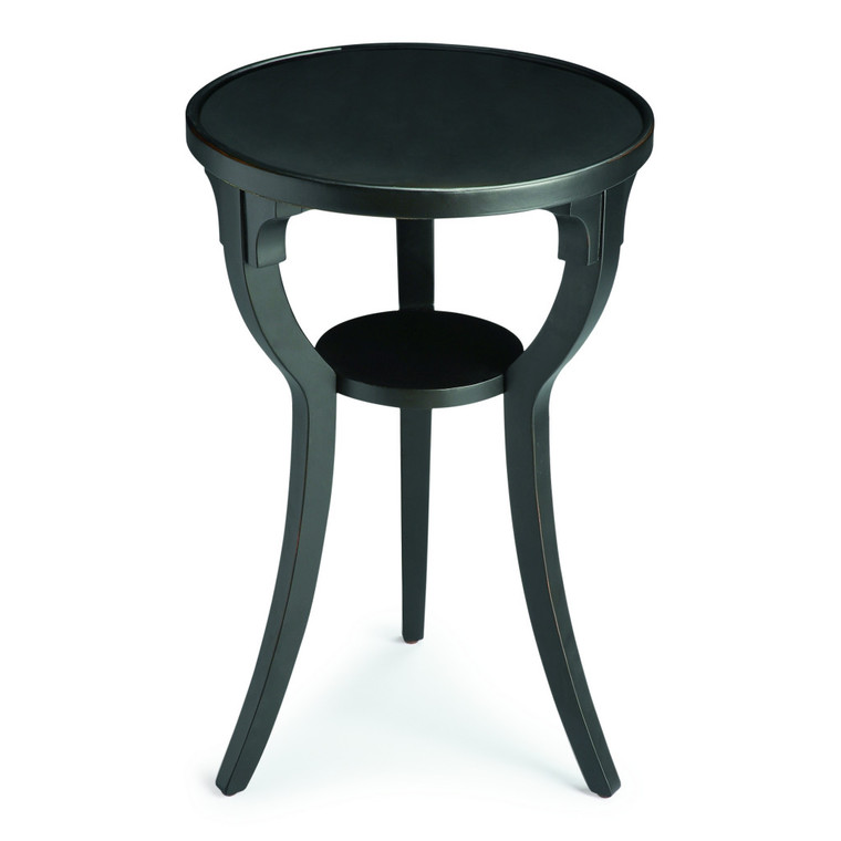 Homeroots 24" Black Manufactured Wood Round End Table With Shelf 476454
