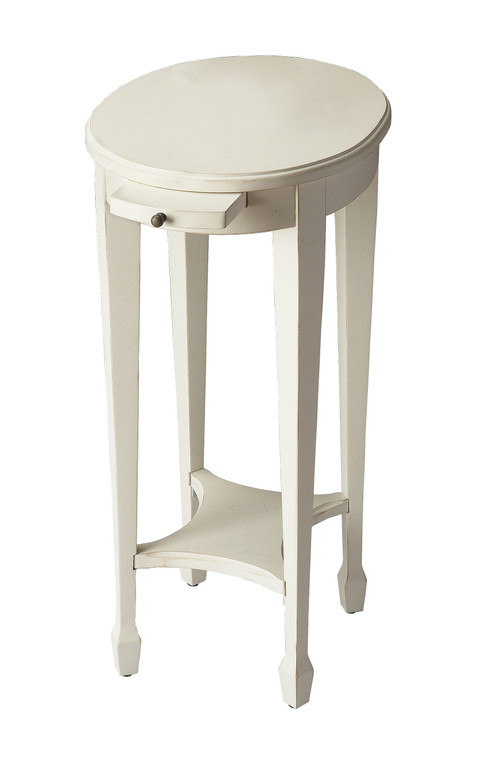 Homeroots 26" White And Cottage White Manufactured Wood Oval End Table With Shelf 476465