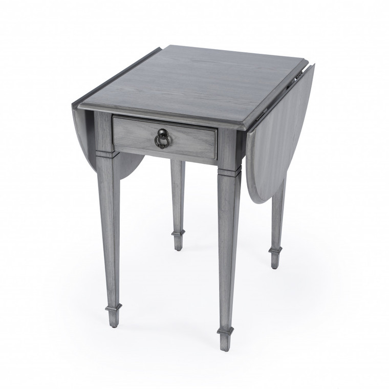 Homeroots 28" Grey And Powder Gary Manufactured Wood Rectangular End Table With Drawer 476470