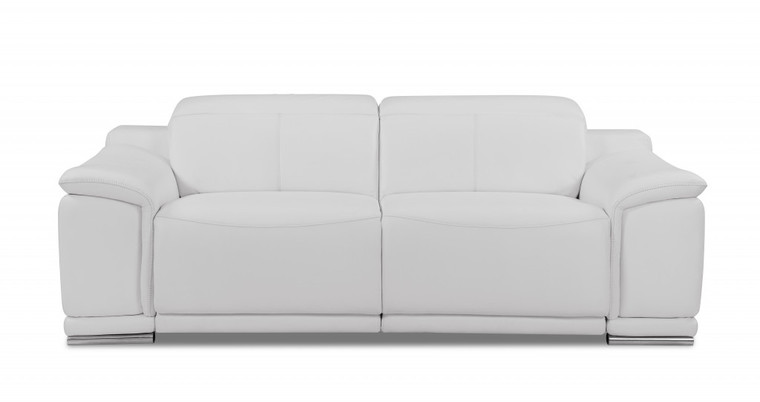 Homeroots 86" White Genuine Leather Reclining Sofa 476525