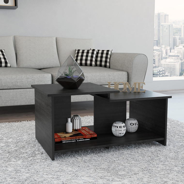 Homeroots 35" Black Manufactured Wood Rectangular Coffee Table 477838