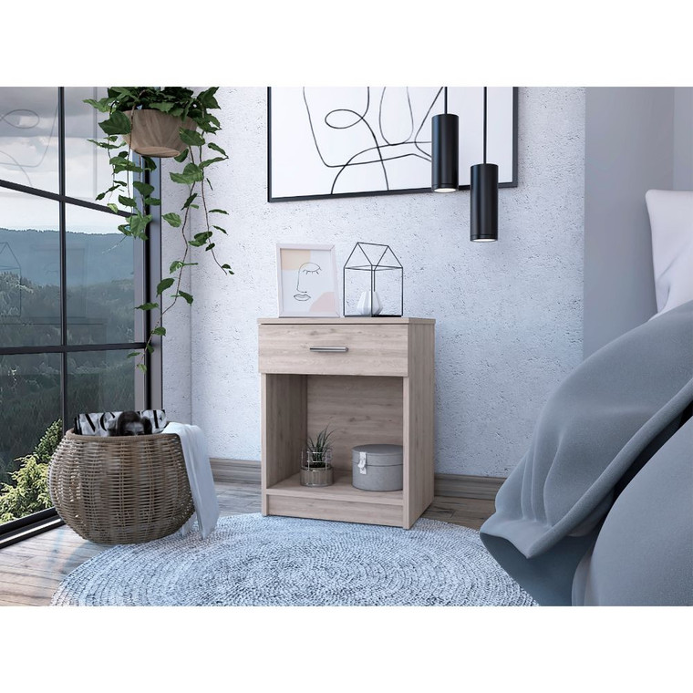 Homeroots Sophisticated And Stylish Light Grey Eco Nightstand 477920