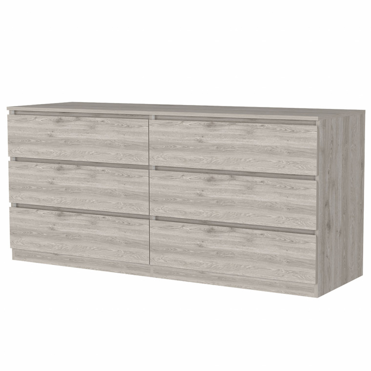 Homeroots 60" Light Grey Manufactured Wood Four Drawer Double Dresser 478264
