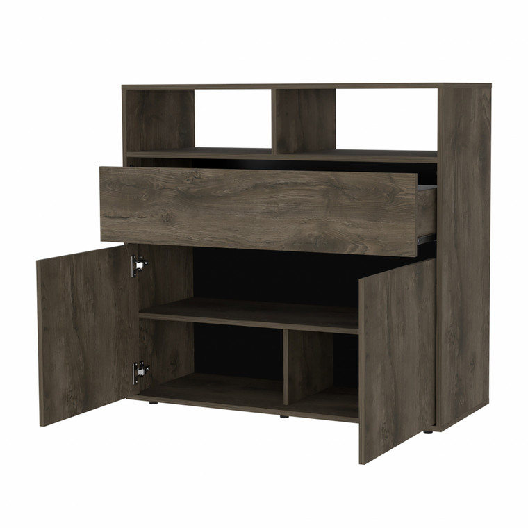 Homeroots 39" Dark Brown Manufactured Wood Drawer Combo Dresser 478399