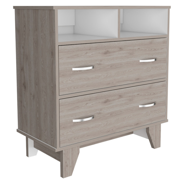 Homeroots 32" Light Grey Manufactured Wood Two Drawer Standard Dresser 478407