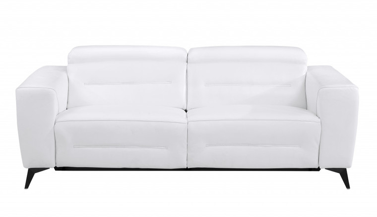 Homeroots 83" White Italian Leather Reclining Sofa 482210