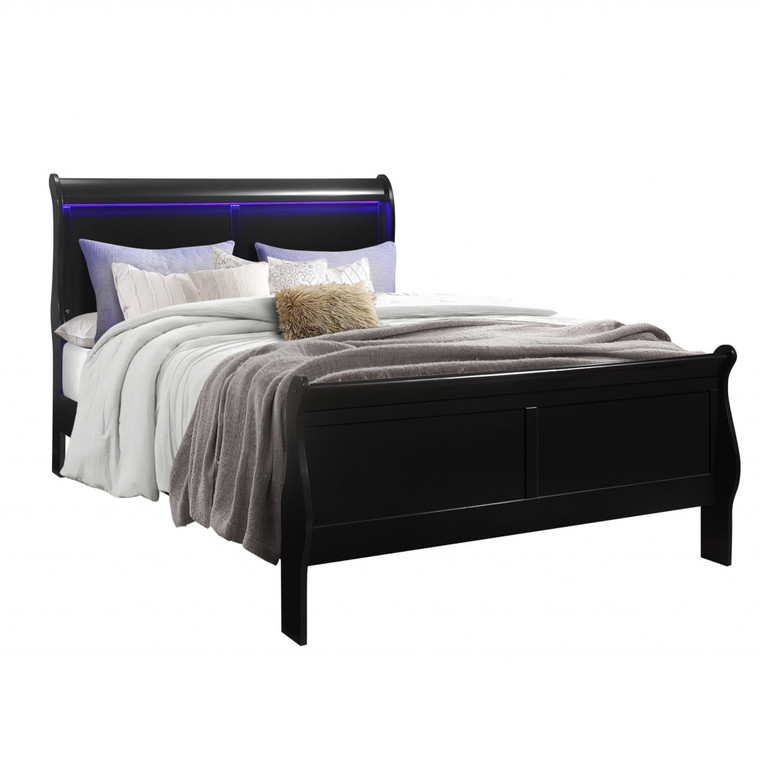 Homeroots Solid Wood Standard Upholstered Bed 482380