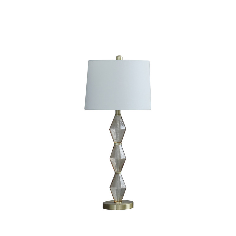 Homeroots 30" Brushed Gold Geo Glass Table Lamp With Shade 482671
