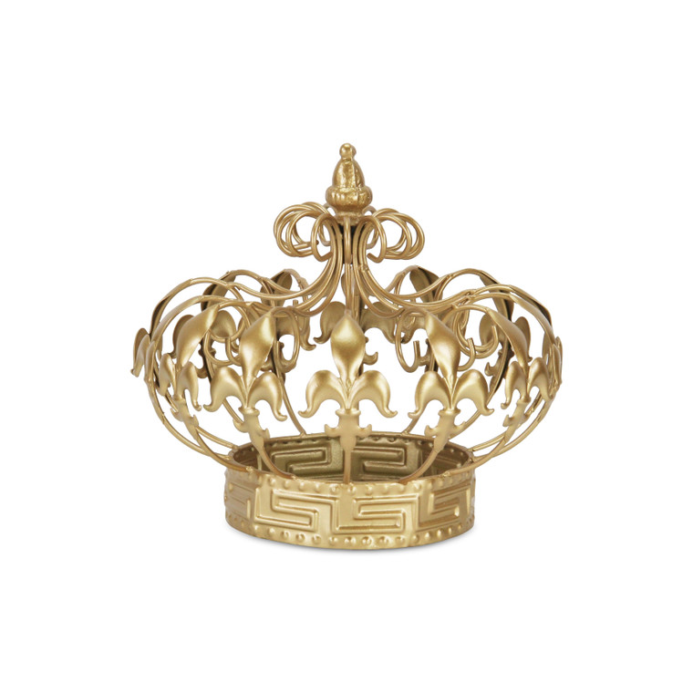 Homeroots 9" Golden Fleur De Lis Crown Sculpture 483217
