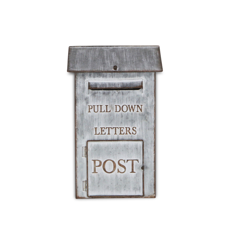 Homeroots Gray Galvanized Metal Mail Box Wall Decor 483336