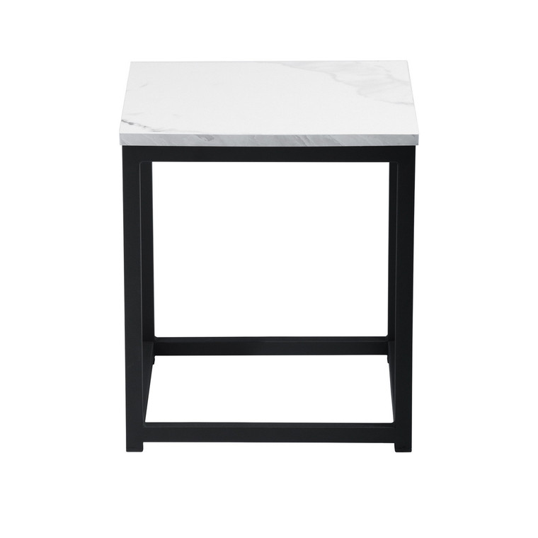Homeroots 16" Black And Marble White Manufactured Wood And Steel Square End Table 483703