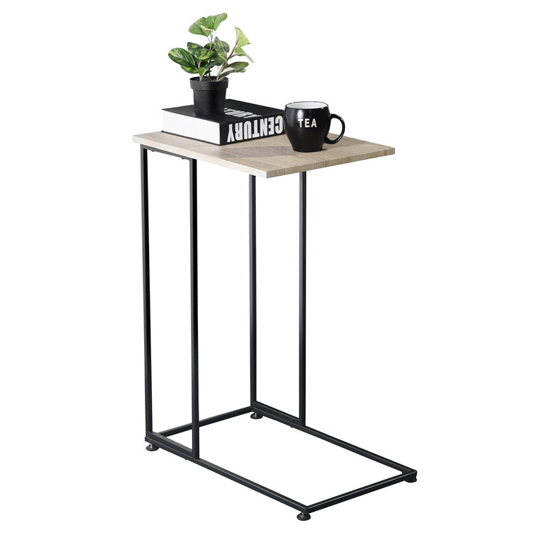 Homeroots 30" Black And Oak Manufactured Wood And Steel Rectangular End Table 483705