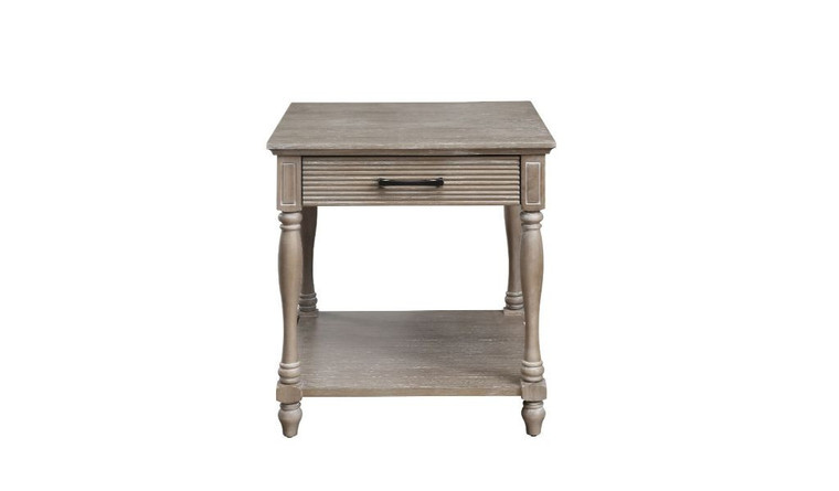 Homeroots 24" Weathered Oak Solid Wood Square End Table 485860