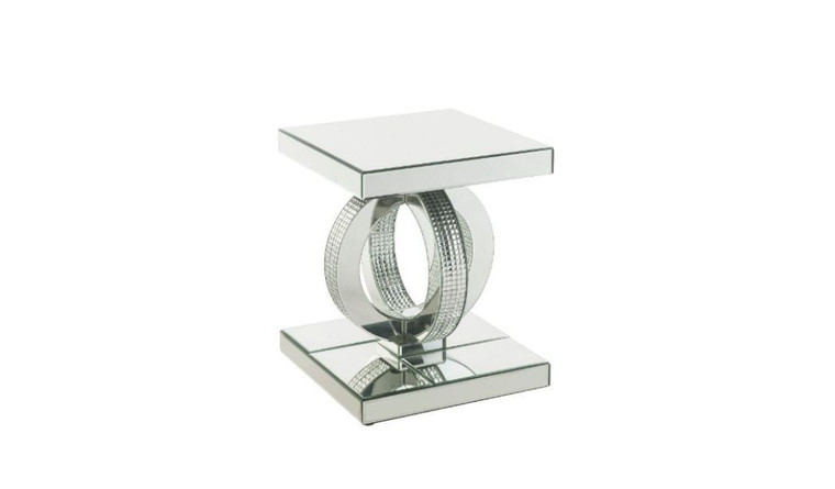 Homeroots 20" Silver Glass Square Mirrored End Table 486382