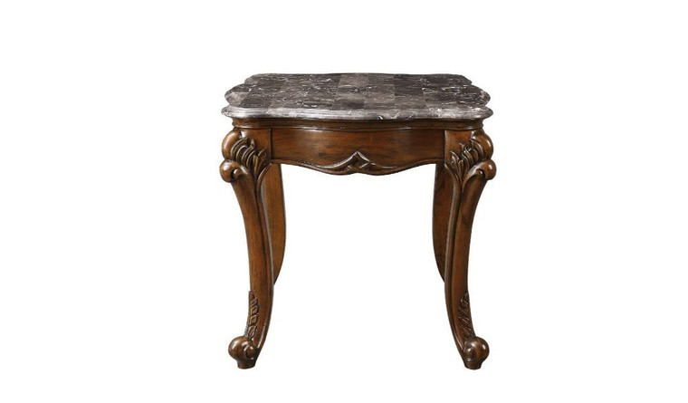 Homeroots 24" Cherry And Brown Marble Polyresin Rectangular End Table 486389