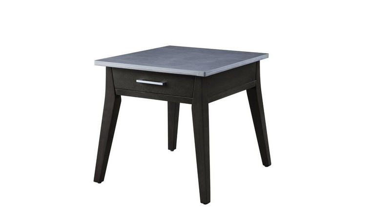 Homeroots 24" Dark Brown And Gray Sintered Stone Manufactured Wood Rectangular End Table With Drawer 486413