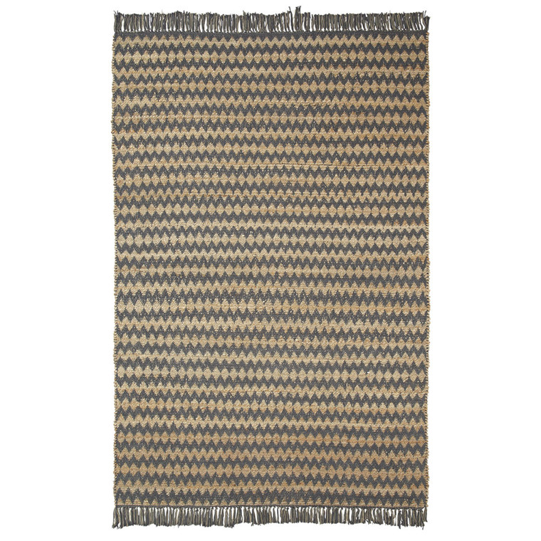 Homeroots 5' X 8' Grey Chevron Hand Woven Stain Resistant Area Rug With Fringe 486816