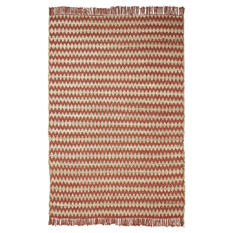 Homeroots 8' X 10' Terracotta Chevron Hand Woven Stain Resistant Area Rug With Fringe 486824