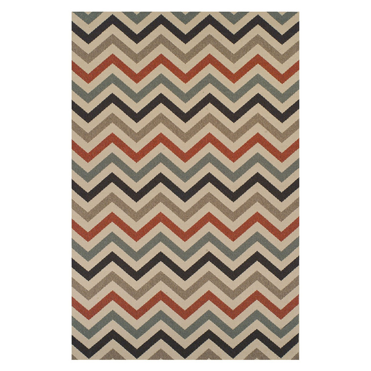 Homeroots 8' X 10' Stone Chevron Power Loom Stain Resistant Area Rug With Fringe 486829
