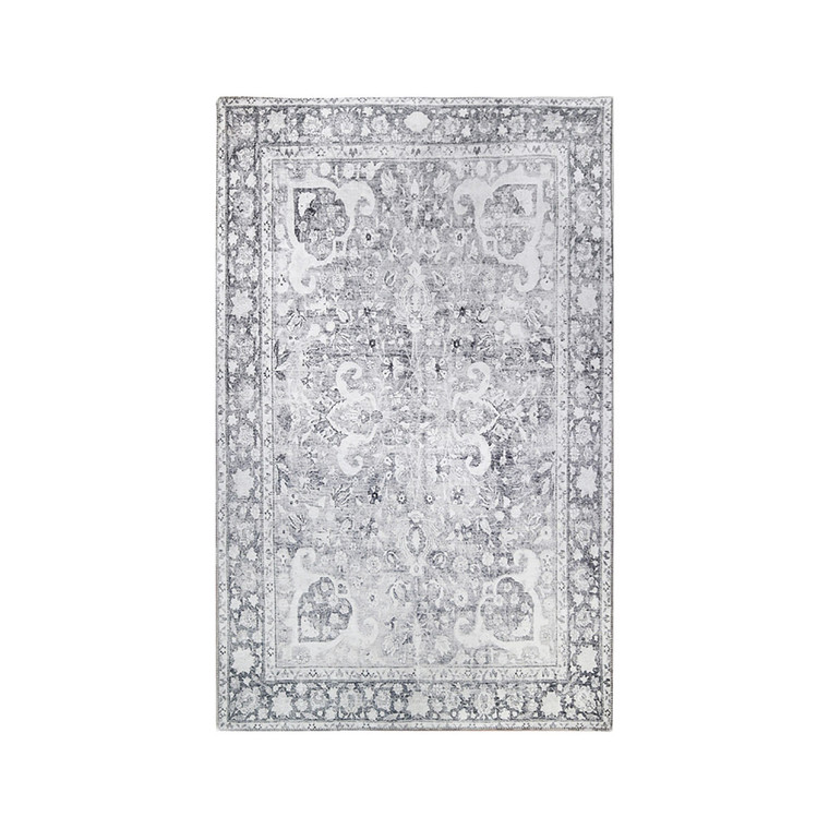 Homeroots 6' X 9' Charcoal Medallion Power Loom Stain Resistant Area Rug 487051