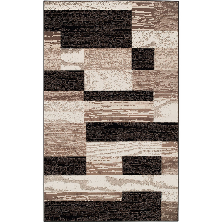 Homeroots 2' X 3' Chocolate Patchwork Power Loom Stain Resistant Area Rug 487075