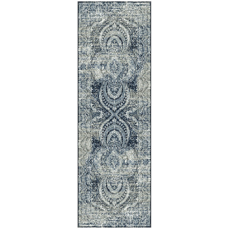 Homeroots 8' Taupe Abstract Power Loom Distressed Stain Resistant Runner Rug 487119