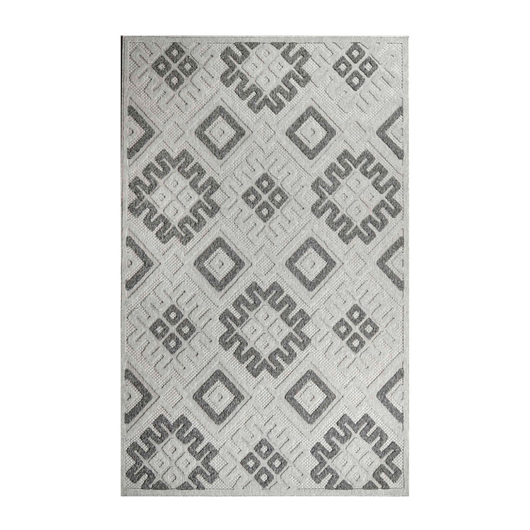 Homeroots 6' X 9' Slate Geometric Stain Resistant Non Skid Indoor Outdoor Area Rug 487138