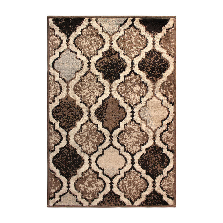 Homeroots 2' X 3' Ivory Quatrefoil Power Loom Distressed Stain Resistant Area Rug 487183